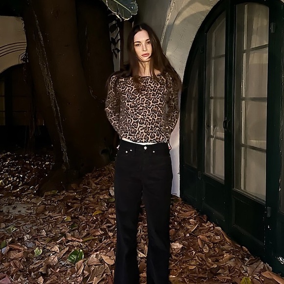 J Crew Brushed Cashmere Crop Fit Crewneck Sweater in Leopard Print XS $158 CE684 - Picture 16 of 16